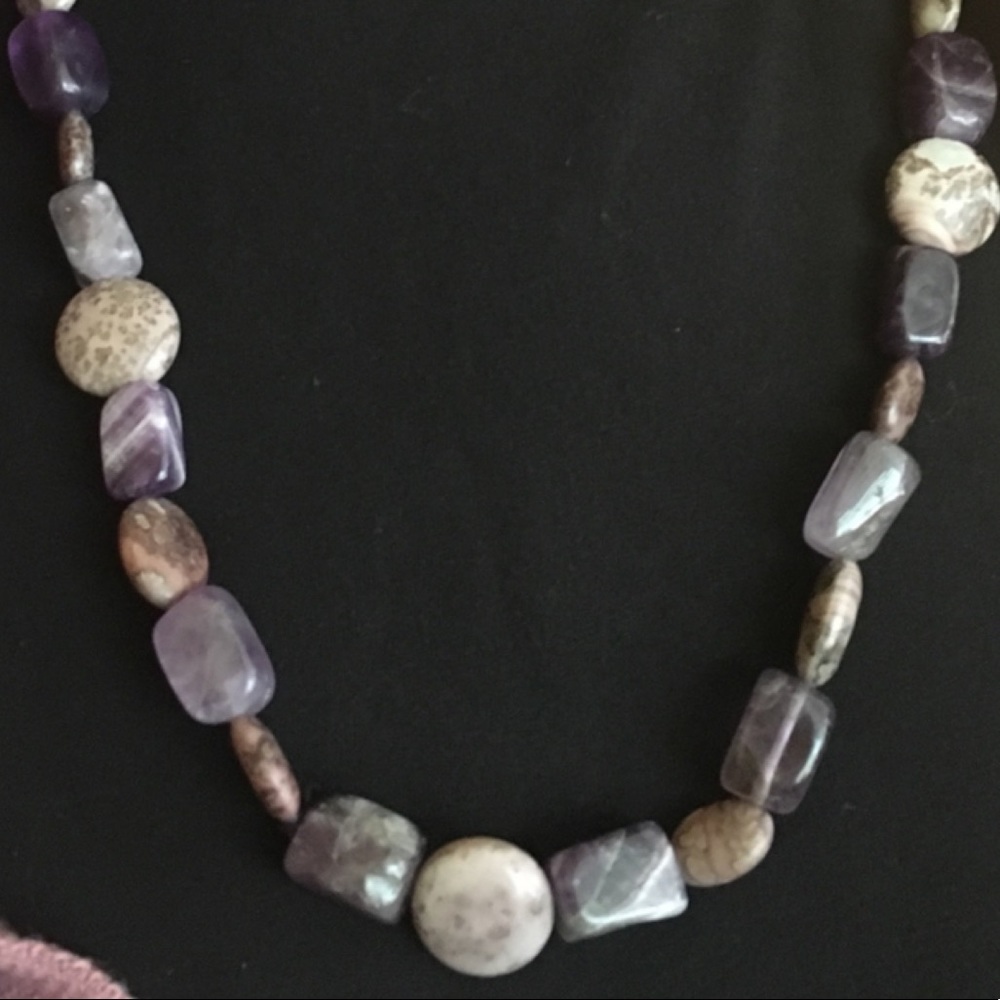 Banded Amethyst & Lavender Jasper Necklace - Picture 8 of 8